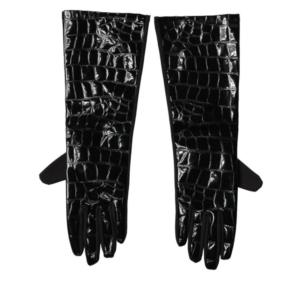 Dolce & Gabbana Black Polyester Patterned Short Length Men's Gloves